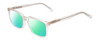 Profile View of Ernest Hemingway H4697 Designer Polarized Reading Sunglasses with Custom Cut Powered Green Mirror Lenses in Gloss Crystal Clear Unisex Square Full Rim Acetate 53 mm