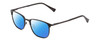 Profile View of Ernest Hemingway H4731 Designer Polarized Sunglasses with Custom Cut Blue Mirror Lenses in Matte Metallic Black Unisex Cateye Full Rim Metal 52 mm