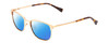 Profile View of Ernest Hemingway H4731 Designer Polarized Sunglasses with Custom Cut Blue Mirror Lenses in Matte Metallic Gold Unisex Cateye Full Rim Metal 52 mm
