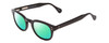 Profile View of Ernest Hemingway H4734 Designer Polarized Reading Sunglasses with Custom Cut Powered Green Mirror Lenses in Gloss Black Unisex Cateye Full Rim Acetate 49 mm