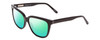 Profile View of Ernest Hemingway H4737 Designer Polarized Reading Sunglasses with Custom Cut Powered Green Mirror Lenses in Gloss Black Unisex Cateye Full Rim Acetate 55 mm