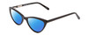 Profile View of Ernest Hemingway H4740 Designer Polarized Reading Sunglasses with Custom Cut Powered Blue Mirror Lenses in Gloss Black Ladies Cateye Full Rim Acetate 56 mm