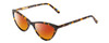 Profile View of Ernest Hemingway H4740 Designer Polarized Sunglasses with Custom Cut Red Mirror Lenses in Gloss Blue Yellow Brown Tortoise Havana Ladies Cateye Full Rim Acetate 56 mm