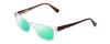 Profile View of Ernest Hemingway H4805 Designer Polarized Reading Sunglasses with Custom Cut Powered Green Mirror Lenses in Clear Crystal/Red Brown Tortoise Ladies Cateye Full Rim Acetate 52 mm