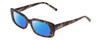 Profile View of DKNY DK5020 Designer Polarized Reading Sunglasses with Custom Cut Powered Blue Mirror Lenses in Black Blue Tortoise Ladies Rectangle Full Rim Acetate 50 mm