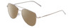 Profile View of DKNY DK1004 Designer Polarized Reading Sunglasses with Custom Cut Powered Amber Brown Lenses in Silver Ladies Pilot Full Rim Metal 54 mm