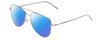 Profile View of DKNY DK1004 Designer Polarized Reading Sunglasses with Custom Cut Powered Blue Mirror Lenses in Silver Ladies Pilot Full Rim Metal 54 mm