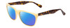 Profile View of Smith Optics Tioga Designer Polarized Reading Sunglasses with Custom Cut Powered Blue Mirror Lenses in Horn Ivory Milk Marble Tortoise Brown Unisex Classic Full Rim Acetate 58 mm