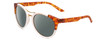 Profile View of Smith Optics Bridgetown Designer Polarized Sunglasses with Custom Cut Smoke Grey Lenses in White Havana Tortoise Gold Ladies Round Full Rim Acetate 54 mm