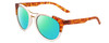 Profile View of Smith Optics Bridgetown Designer Polarized Reading Sunglasses with Custom Cut Powered Green Mirror Lenses in White Havana Tortoise Gold Ladies Round Full Rim Acetate 54 mm