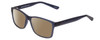 Profile View of 2000&Beyond 3059 Designer Polarized Sunglasses with Custom Cut Amber Brown Lenses in Matte Blue Mens Classic Full Rim Acetate 55 mm