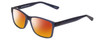 Profile View of 2000&Beyond 3059 Designer Polarized Sunglasses with Custom Cut Red Mirror Lenses in Matte Blue Mens Classic Full Rim Acetate 55 mm