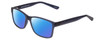 Profile View of 2000&Beyond 3059 Designer Polarized Sunglasses with Custom Cut Blue Mirror Lenses in Matte Blue Mens Classic Full Rim Acetate 55 mm