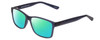 Profile View of 2000&Beyond 3059 Designer Polarized Reading Sunglasses with Custom Cut Powered Green Mirror Lenses in Matte Blue Mens Classic Full Rim Acetate 55 mm