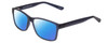 Profile View of 2000&Beyond 3059 Designer Polarized Reading Sunglasses with Custom Cut Powered Blue Mirror Lenses in Matte Blue Mens Classic Full Rim Acetate 55 mm