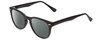 Profile View of Gotham Style 252 Designer Polarized Reading Sunglasses with Custom Cut Powered Smoke Grey Lenses in Matte Black Unisex Round Full Rim Acetate 52 mm