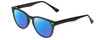 Profile View of Gotham Style 252 Designer Polarized Sunglasses with Custom Cut Blue Mirror Lenses in Matte Green Unisex Round Full Rim Acetate 52 mm