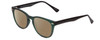 Profile View of Gotham Style 252 Designer Polarized Reading Sunglasses with Custom Cut Powered Amber Brown Lenses in Matte Green Unisex Round Full Rim Acetate 52 mm