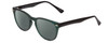 Profile View of Gotham Style 252 Designer Polarized Reading Sunglasses with Custom Cut Powered Smoke Grey Lenses in Matte Green Unisex Round Full Rim Acetate 52 mm