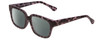 Profile View of Gotham Style 254 Designer Polarized Sunglasses with Custom Cut Smoke Grey Lenses in Matte Grey Tortoise Ladies Square Full Rim Acetate 54 mm