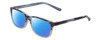 Profile View of Gotham Style 256 Designer Polarized Reading Sunglasses with Custom Cut Powered Blue Mirror Lenses in Matte Blue Stripe Mens Classic Full Rim Acetate 55 mm