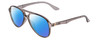 Profile View of Gotham Style Flex Collection 67 Designer Polarized Sunglasses with Custom Cut Blue Mirror Lenses in Grey Mens Pilot Full Rim Acetate 65 mm
