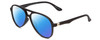 Profile View of Gotham Style Flex Collection 67 Designer Polarized Reading Sunglasses with Custom Cut Powered Blue Mirror Lenses in Matte Black Mens Aviator Full Rim Acetate 65 mm