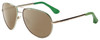 Profile View of Isaac Mizrahi IM36-86 Designer Polarized Reading Sunglasses with Custom Cut Powered Amber Brown Lenses in Gold Mint Green Unisex Pilot Full Rim Acetate 59 mm