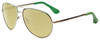 Profile View of Isaac Mizrahi IM36-86 Designer Polarized Reading Sunglasses with Custom Cut Powered Sun Flower Yellow Lenses in Gold Mint Green Unisex Pilot Full Rim Acetate 59 mm