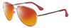 Profile View of Isaac Mizrahi IM36-71 Designer Polarized Sunglasses with Custom Cut Red Mirror Lenses in Pink Gold Unisex Pilot Full Rim Acetate 59 mm
