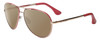 Profile View of Isaac Mizrahi IM36-71 Designer Polarized Sunglasses with Custom Cut Amber Brown Lenses in Pink Gold Unisex Pilot Full Rim Acetate 59 mm
