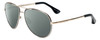 Profile View of Isaac Mizrahi IM36-10 Designer Polarized Sunglasses with Custom Cut Smoke Grey Lenses in Black Gold Unisex Aviator Full Rim Metal 59 mm