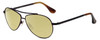 Profile View of Isaac Mizrahi IM16-20 Designer Polarized Reading Sunglasses with Custom Cut Powered Sun Flower Yellow Lenses in Bronze Copper Brown Unisex Pilot Full Rim Metal 59 mm