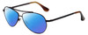 Profile View of Isaac Mizrahi IM16-20 Designer Polarized Reading Sunglasses with Custom Cut Powered Blue Mirror Lenses in Bronze Copper Brown Unisex Pilot Full Rim Metal 59 mm