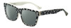 Profile View of Isaac Mizrahi IM69-99 Designer Polarized Sunglasses with Custom Cut Smoke Grey Lenses in Black White Letters Ladies Square Full Rim Acetate 53 mm