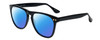 Profile View of Isaac Mizrahi IM88-10 Designer Polarized Sunglasses with Custom Cut Blue Mirror Lenses in Midnight Black Unisex Classic Full Rim Acetate 57 mm