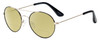 Profile View of Isaac Mizrahi IM103-10 Designer Polarized Reading Sunglasses with Custom Cut Powered Sun Flower Yellow Lenses in Black Gold Unisex Pilot Full Rim Metal 55 mm