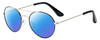 Profile View of Isaac Mizrahi IM103-10 Designer Polarized Reading Sunglasses with Custom Cut Powered Blue Mirror Lenses in Black Gold Unisex Pilot Full Rim Metal 55 mm