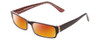 Profile View of Moda Vision 2013 Designer Polarized Sunglasses with Custom Cut Red Mirror Lenses in Orange Crystal Layer Mosaic Black Unisex Rectangle Full Rim Acetate 55 mm