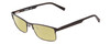 Profile View of Timberland TB1547 Designer Polarized Reading Sunglasses with Custom Cut Powered Sun Flower Yellow Lenses in Matte Black Mens Rectangle Full Rim Metal 53 mm