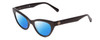 Profile View of GANT GA4100 Designer Polarized Reading Sunglasses with Custom Cut Powered Blue Mirror Lenses in Gloss Black Ladies Cateye Full Rim Acetate 51 mm