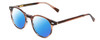 Profile View of Ernest Hemingway H4908 Designer Polarized Sunglasses with Custom Cut Blue Mirror Lenses in Brown Amber Crystal Unisex Round Full Rim Acetate 49 mm