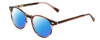 Profile View of Ernest Hemingway H4908 Designer Polarized Reading Sunglasses with Custom Cut Powered Blue Mirror Lenses in Brown Amber Crystal Unisex Round Full Rim Acetate 49 mm