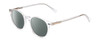 Profile View of Ernest Hemingway H4908 Designer Polarized Reading Sunglasses with Custom Cut Powered Smoke Grey Lenses in Clear Crystal Unisex Round Full Rim Acetate 49 mm