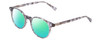 Profile View of Ernest Hemingway H4908 Designer Polarized Reading Sunglasses with Custom Cut Powered Green Mirror Lenses in Grey Crystal Smoke Marble Unisex Round Full Rim Acetate 49 mm