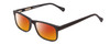 Profile View of Ernest Hemingway H4807 Designer Polarized Sunglasses with Custom Cut Red Mirror Lenses in Matte Black Unisex Square Full Rim Acetate 54 mm