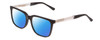 Profile View of Ernest Hemingway H4823 Designer Polarized Sunglasses with Custom Cut Blue Mirror Lenses in Gloss Black/Clear Crystal Unisex Square Full Rim Acetate 53 mm