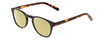 Profile View of Ernest Hemingway H4829 Designer Polarized Reading Sunglasses with Custom Cut Powered Sun Flower Yellow Lenses in Gloss Black/Auburn Brown Yellow Tortoise Havana Layered Unisex Round Full Rim Acetate 48 mm