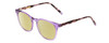 Profile View of Ernest Hemingway H4840 Designer Polarized Reading Sunglasses with Custom Cut Powered Sun Flower Yellow Lenses in Purple Crystal/Lilac Brown Amber Glitter Tortoise Ladies Cateye Full Rim Acetate 50 mm