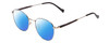 Profile View of Ernest Hemingway H4841 Designer Polarized Sunglasses with Custom Cut Blue Mirror Lenses in Silver Black Crystal Marble  Unisex Round Full Rim Stainless Steel 50 mm